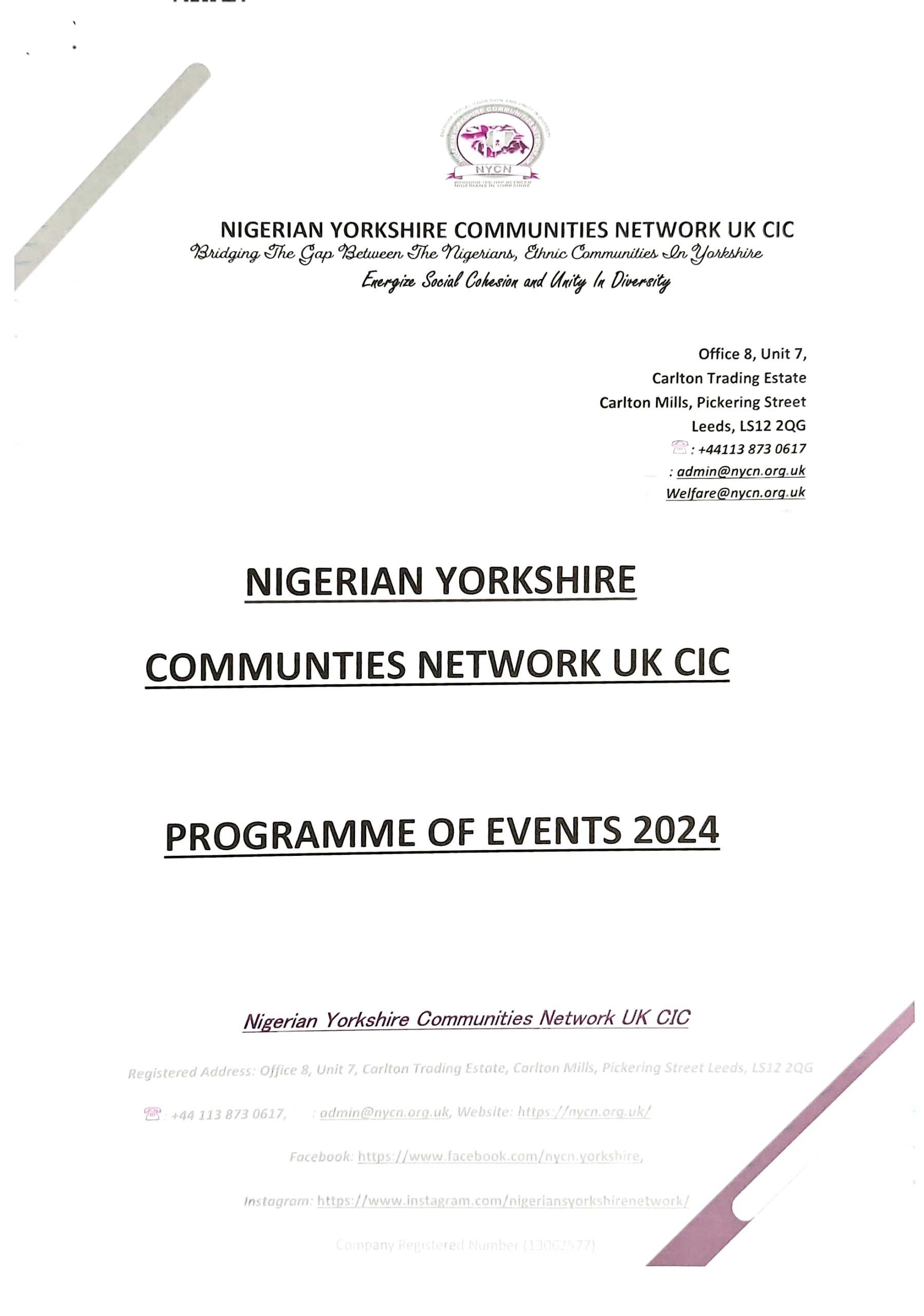 NYCN PROGRAMME OF EVENTS 2024
